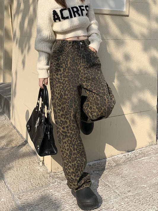 High Waisted Leopard Jeans