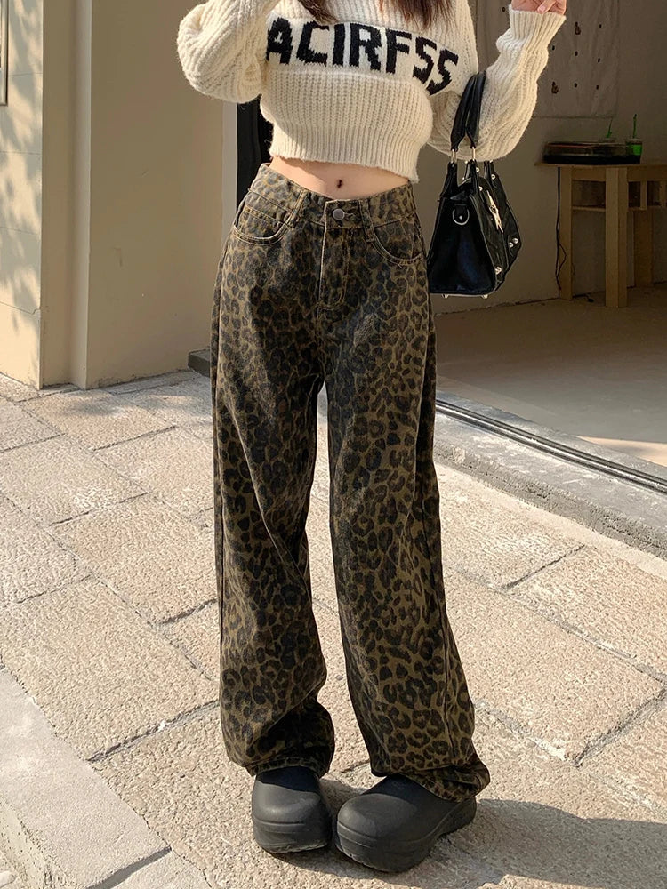 High Waisted Leopard Jeans