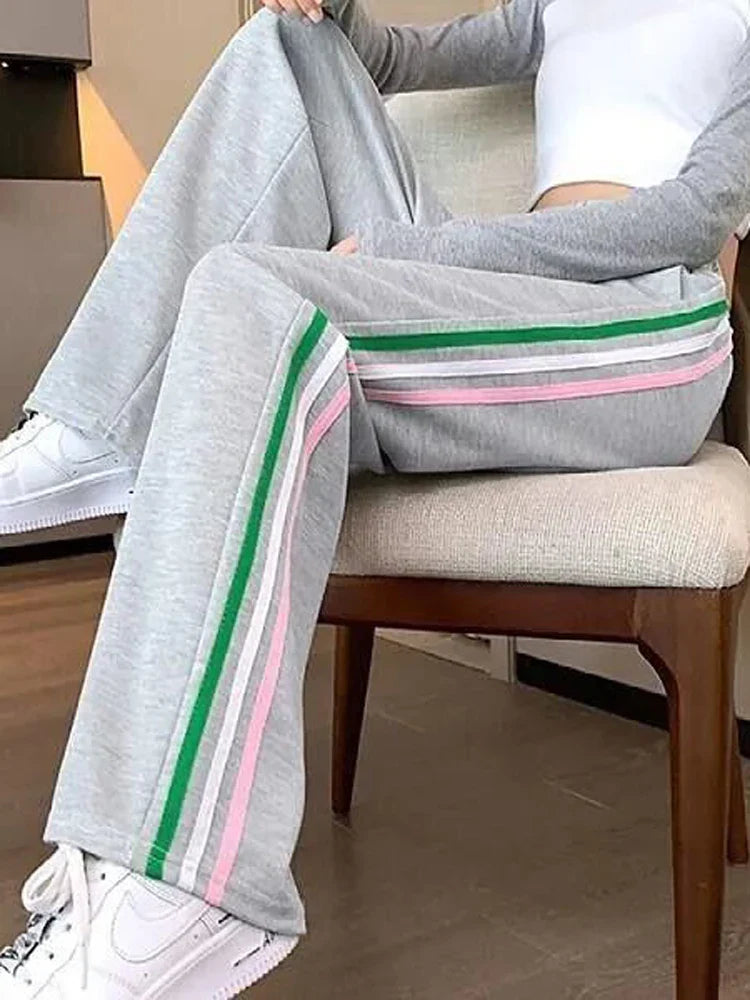 Rainbow Striped High Waist Sweatpants