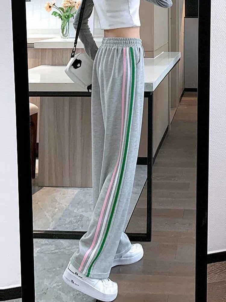 Rainbow Striped High Waist Sweatpants