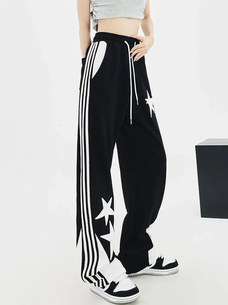 Wide Leg Stars Striped Sweatpants